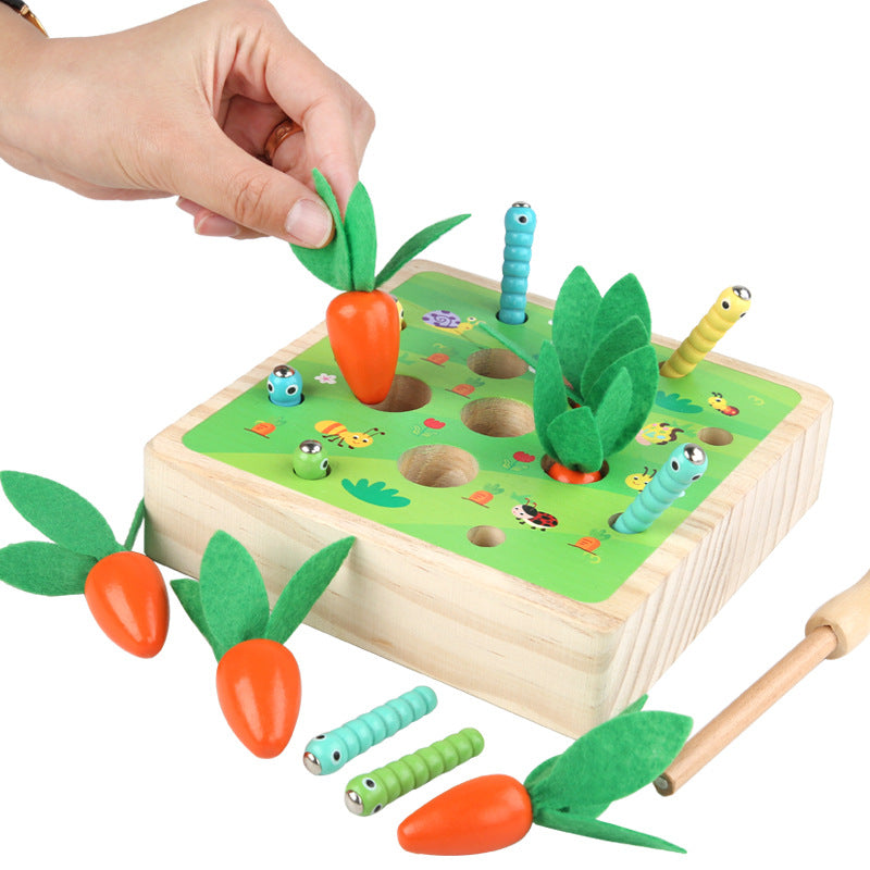 Easter Children's Early Education Toys Wooden Pull Carrot Puzzle Game