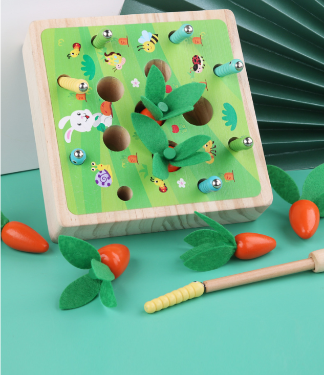 Easter Children's Early Education Toys Wooden Pull Carrot Puzzle Game